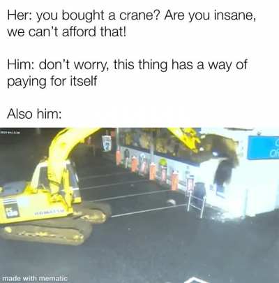Alpha men take ATMs with a giant crane
