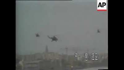 This is an unedited version of the video I posted yesterday, Iraqi special forces casualties are visible in this one and their trucks and armored vehicles destroyed by kuwaiti light infantry, a dead body of an Iraqi airborne lieutenant can be seen.