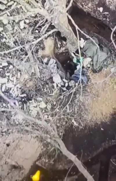 NSFW - Russian soldier crawls right into a drone dropped grenade. Ukraine 2023