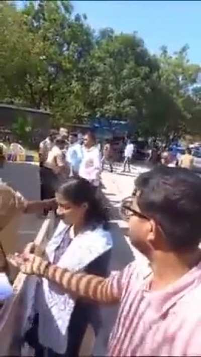 It happened again in Kondagattu JNTU, Telangana, during Group 4 Exams. This lady constable is thoroughly checking &amp; asking Hindu women to remove &acirc;ornaments&acirc; while sending Hijaaabi women without even checking