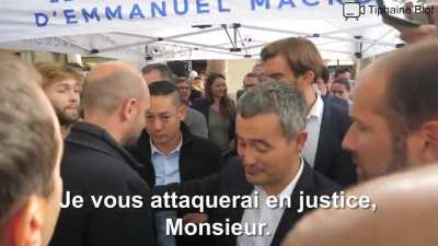 24/09/2022 : Le Collectif Ibiza interpelle Darmanin en marge d'une r&eacute;union publique &agrave; Versailles, &agrave; propos de son impunit&eacute;