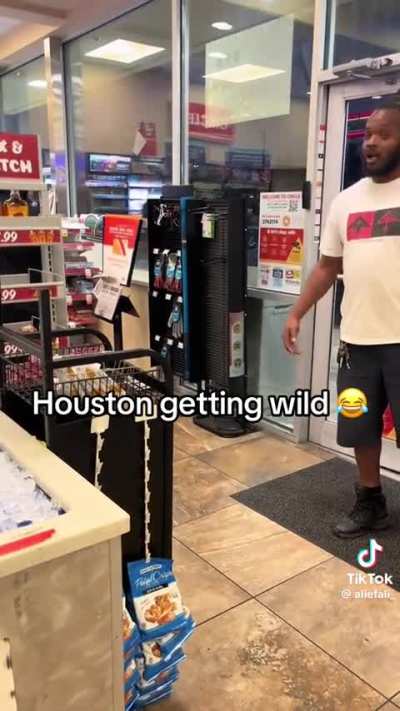 A man attempts to steal beer from a gas station, but the patrons aren’t letting it happen.