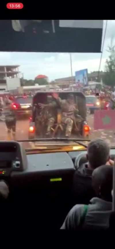 The Moroccan national football team&rsquo;s way to the airport in Guinea after the putsch