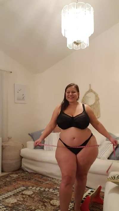 Mal measures her lovely thick thighs