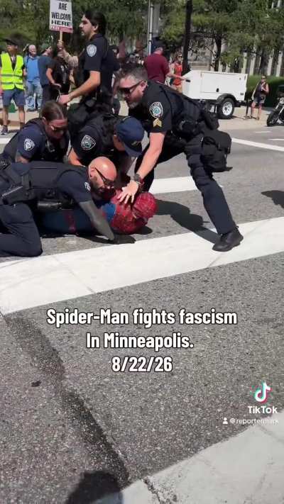Spider-man at Jake Lang&rsquo;s protest today