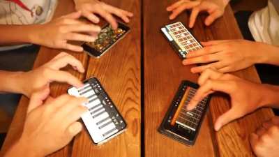 These people jamming together using their phones !!