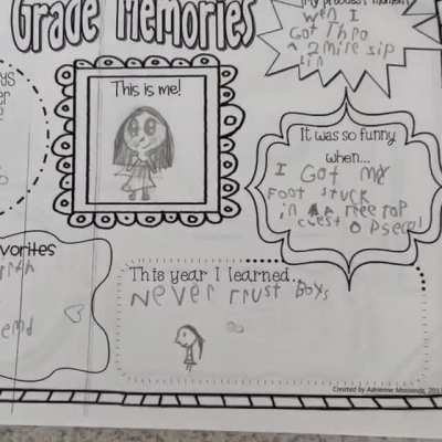 My daughter&rsquo;s Second Grade Memories.