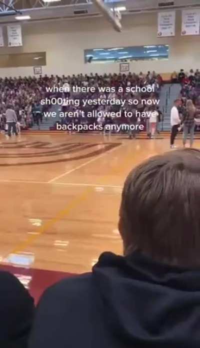 Just another day in the US of A- Backpacks no longer allowed at secondary schools in Idaho school district after school shooting yesterday