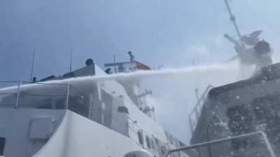 China Coast Guard Water cannons purposely hitting Radar &amp;amp; Communication antennas of Philippines BFAR (Bureau of Fisheries &amp;amp; Aquatic Resources) Ship. (April 30, 2024)