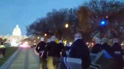 In Washington, a group called the "Patriot Front", in characteristic uniforms, marches on the Capitol.