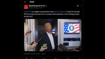 This was posted on an official&trade; White House account: Trump calls JB Pritzker a loser, tags him in it, reiterates his desire to go to (occupy) Chicago, and says JB should 'beg' for help and that he's letting people 'be killed'