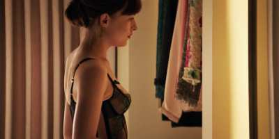 Dakota Johnson getting ready to play with two cocks today...