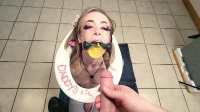 A condom full of piss gagging [f]my mouth while [M]Sir shows me what a good lil toilet I am