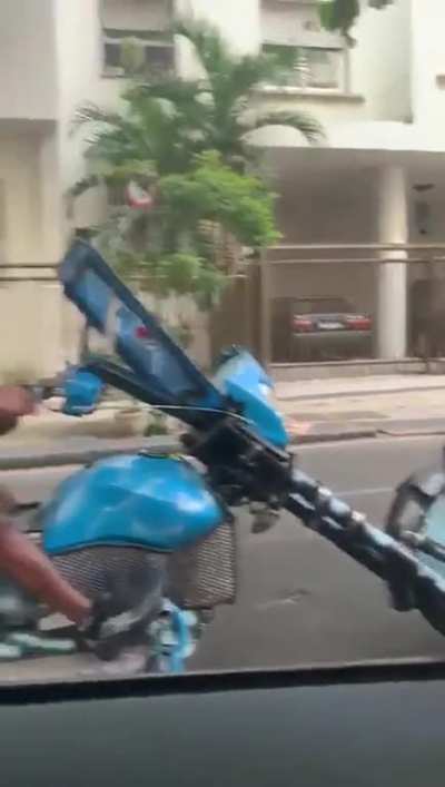 A crossbreed between a Beetle and a motorcycle