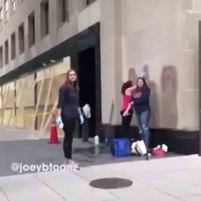 Karen harassing these women for doing their job