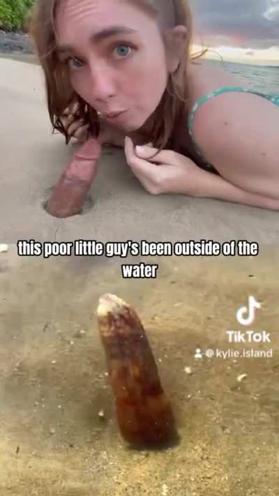Beach blowjob