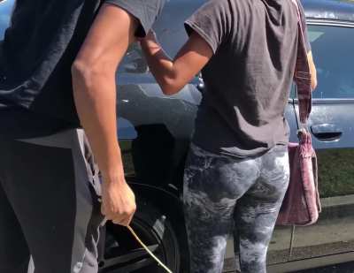 Cleo’s parking lot switching on Phat ass in leggings
