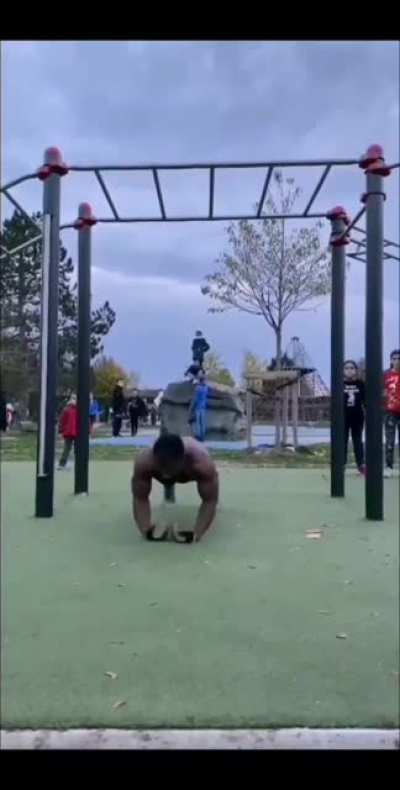 Kids just tryna swing on the bars and run into this 😂