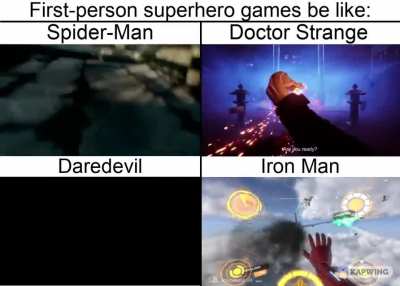 A first-person Spidey game would probably nauseating