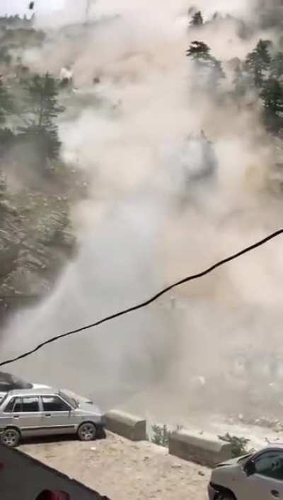 Watch till the end as a Boulder destroys a steel bridge. Massive Landslides in Himachal Pradesh, India.