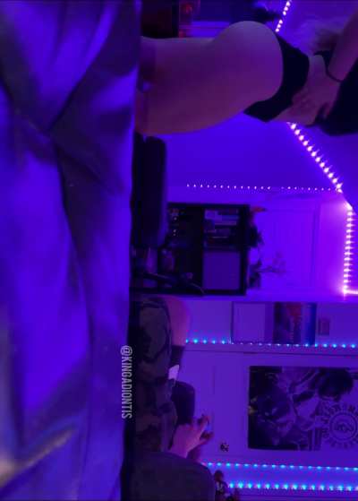 On her knees like good girl