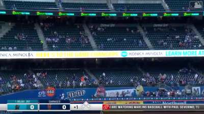 [Highlight] [Highlight] Miguel Rojas homers on the first pitch of the game
