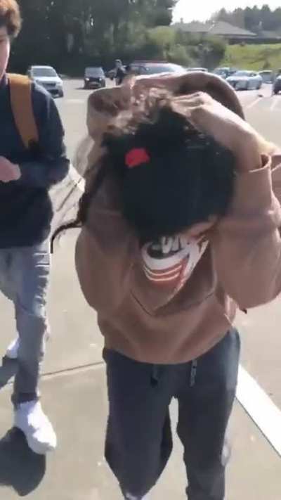 Two 8th Graders Fighting Because The Kid In Brown Said He Was Gonna Shoot The Kid In Blue And Said He Wouldn&rsquo;t Do Nothing About it
