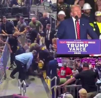 Man attacks media at Trump rally after Trump attacked them - as he's being restrained by security, Trump says "Beautiful - that's ok, he's on our side...we get a little, uh, ITCHY, don't we...no, he's on our side"