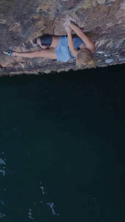 British pro climber Shauna Coxsey needed only two attempts to climb Olympiad, an 8b route above the sea in Pembrokeshire, Wales, UK. Coxsey became the first woman to complete the route &ndash; and made the fastest ascent of the climb to date.