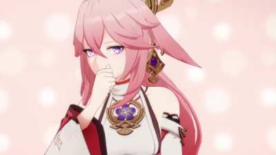 Yae Miko blushing. (@jikom3n)