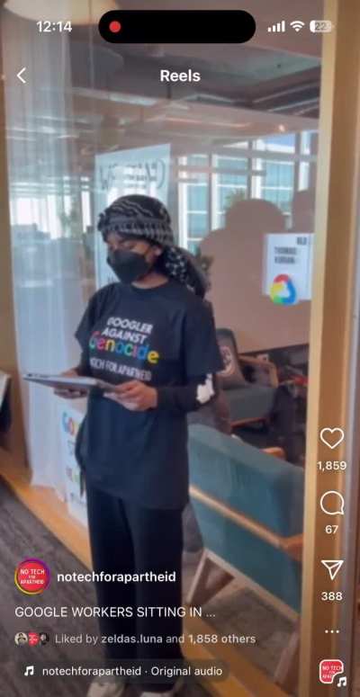 GOOGLE WORKERS SITTING IN GOOGLECLOUD CEO THOMAS KURIANS OFFICE READ WORKER DEMANDS