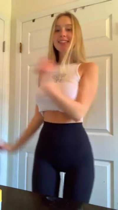 Braless and busty blonde