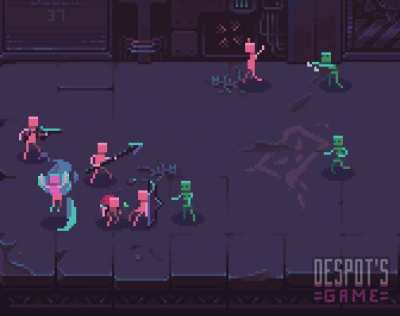 Humans fighting the undead in an underground maze
