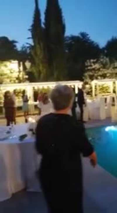 Old but gold DBS walking in the pool, grandma!