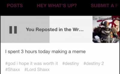Shaxx has a lovely voice