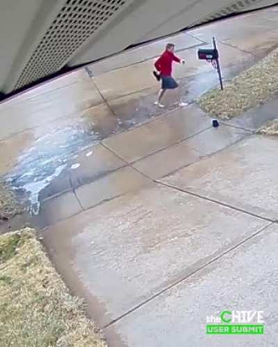 Going to check the mail after ice storm