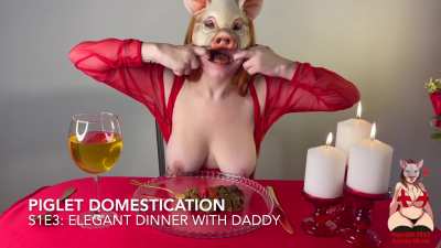 GingerCris - Piglet Domestication: S1E3 Elegant Dinner with Daddy 1080p/60fps 37m39s [F] 🐷💩👅👩🏻&zwj;🦰