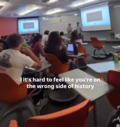 An IDF soldier is on a U.S. campus telling students that the UN is Hamas.