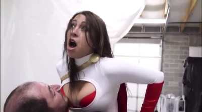 villian dominates heroine in powerful Bearhug