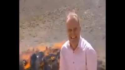 News reporter gets a little whiff of what he&rsquo;s reporting on