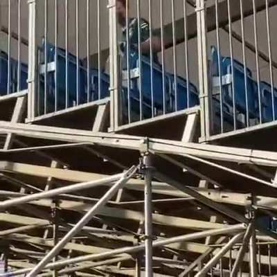 Good guy Seb picking up litter in the grandstands after the race