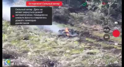 Russian soldiers on a motorcycle gets ambushed. Location unknown, May 2024