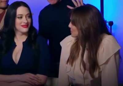 Elizabeth Olsen getting caught staring at Kat Dennings cleavage