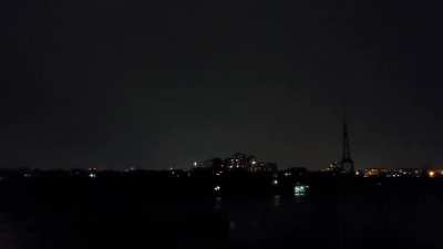 Lightning bolt shuts the whole city&rsquo;s power off in Yerevan, Armenia.