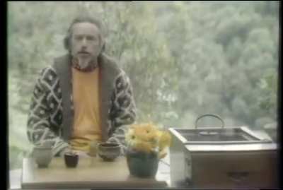 Philosopher Alan Watts, 1971, popularizer of Eastern thought in the West. His bestselling 1957 book, "The Way of Zen", played a major role in introducing Buddhism to a mostly young, Western audience.
