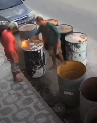 Try to ignite a 55 gallon drum