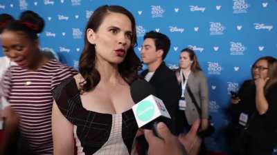 Hayley being interviewed by ITV's "This Morning" at Disney's D23 Event at Anaheim, California, 8/23/19