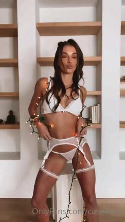 Boonie w/ Chirstmas lights wearing white bra, garter, &amp;amp; g-string (teaser ending) (OF vid post)