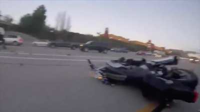 Holy shit this looks like a movie scene. Hopefully he is ok.