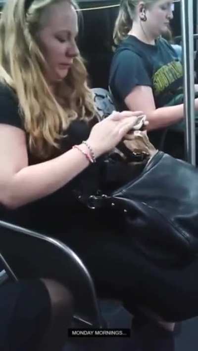 Blowing a line on a city bus